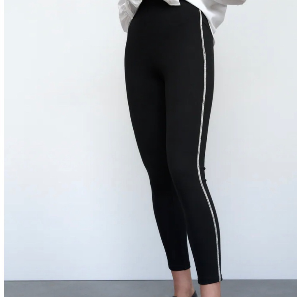 Black Leggings with Rhinestones by Zara